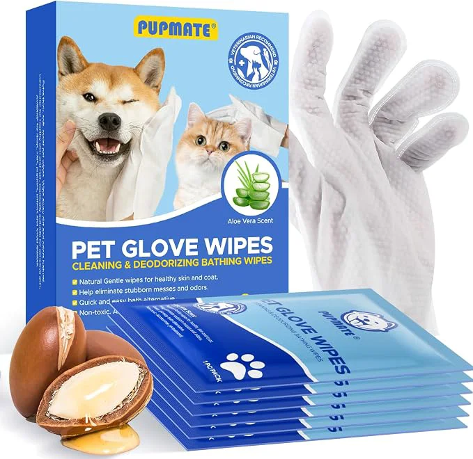 High-Grade Pet Cleaning Glove Wipes for Dogs Cats Hypoallergenic Deodorizing Disposable Comfortable