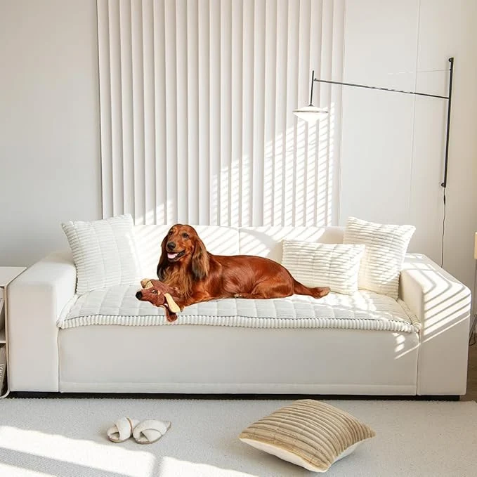 Traditional Sofa Cover Fuzzy Couch Cover for Pet Couch Covers for Dogs Washable Non-Slip Fashionable