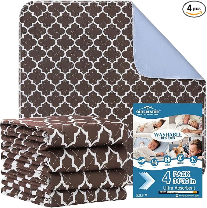 Sophisticated OUTCREATOR® Washable Bed Pads 34 x 36 Incontinence Mattress Protector Reusable