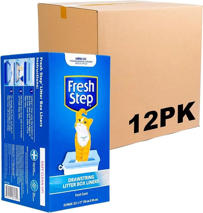 Top-Quality Fresh Step Drawstring Cat Litter Box Liners Scented Heavy Duty Kitty Litter Superior