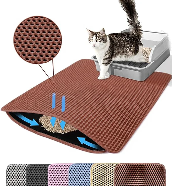 Powerful Extra Large Cat Litter Mat 30x22 Inches Honeycomb Double Layer Cat Litter Premium Material