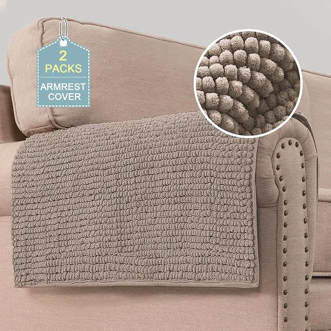 Genuine H.VERSAILTEX Plush Chenille Couch Armrest Cover 2 Packs Thick and Soft Sofa Recyclable