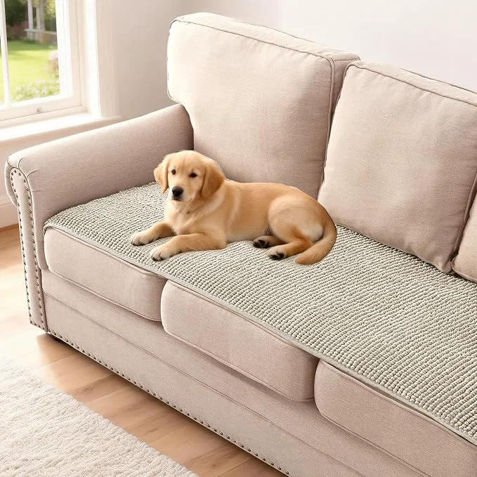 Natural H.VERSAILTEX Plush Chenille Couch Cover First-Class