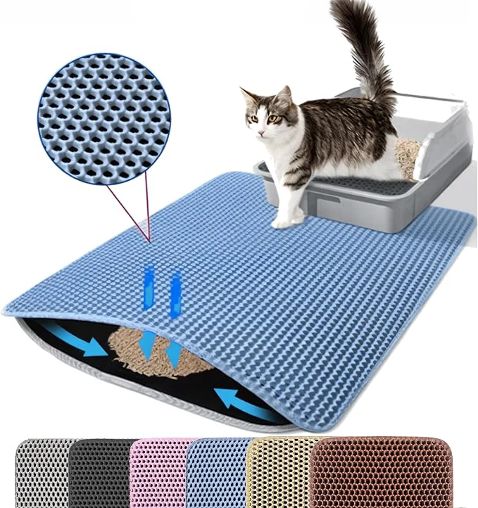 Reusable Extra Large Cat Litter Mat 30x22 Inches Honeycomb Double Layer Cat Litter World-Class