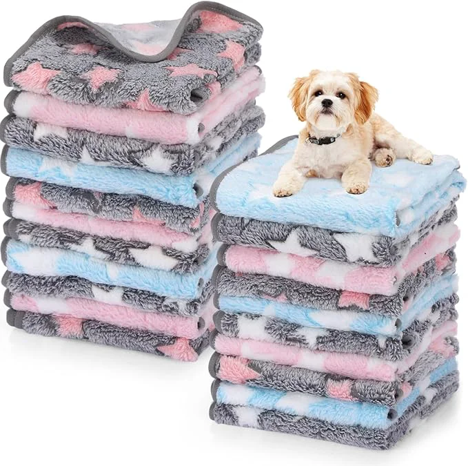 Classic Chumia 40 Pcs Puppy Blankets for Small Dog Pet Bulk Fleece Soft Fluffy Washable Natural