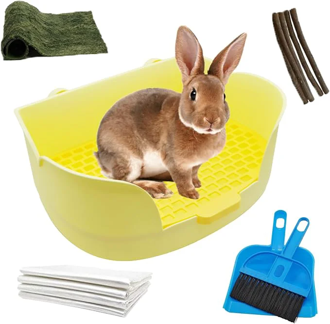 Carefully Designed 15.1 X11.0 Large Rabbit Litter Box Plastic Square Rabbits Potty Trainer Superior