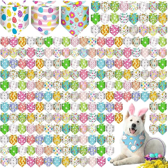 Original Design Aliceset 180 Pcs Easter Dog Bandana Bulk Spring Bandanas Solid