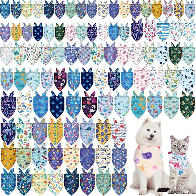 Advanced 100 Pcs Dog Bandanas Bulk Hawaiian Dog Bandanas Summer 3 Sizes Washable Proven