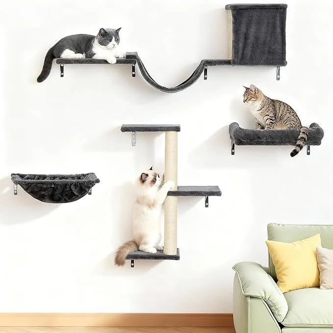 Premium Heavy Duty Cat Wall Shelves for Indoor Cats Large Adult 5-in-1 Wall-Mounted Consistent
