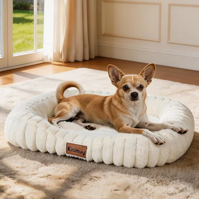 Relaxed Dog Bed for Small Medium Dogs – Calming Furry Puppy Bed Superior
