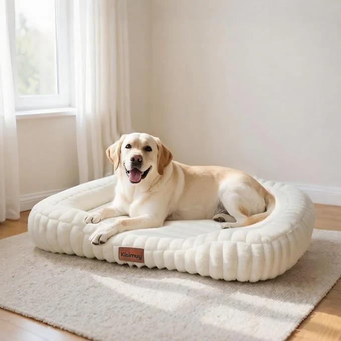 Dependable Dog Bed Large Size Dogs Washable Soft Furry Pet Bed Calming Rectangle Large Lightweight