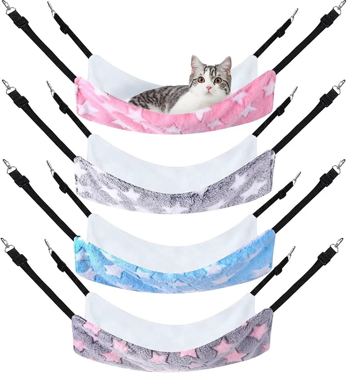 Traditional Geelin 4 Pcs Cat Hammock for Cage Hanging Soft Pet Hammock Bed Secure