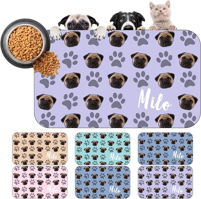 Eco-Friendly Personalized Dog Cat Mat with Name Photo Custom Placemat Feeding Mats Consistent