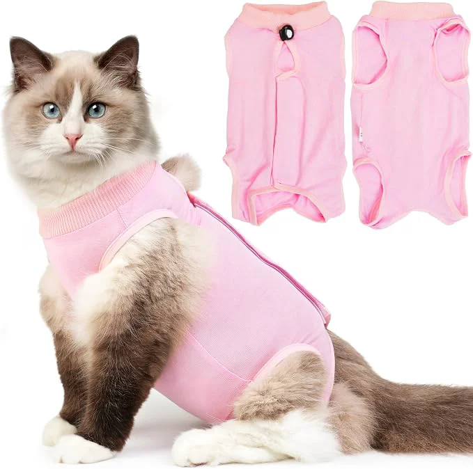 Quality Cat Recovery Suit for Spay Abdominal Wounds Kitten Onesie Bodysuit for Cats Smooth