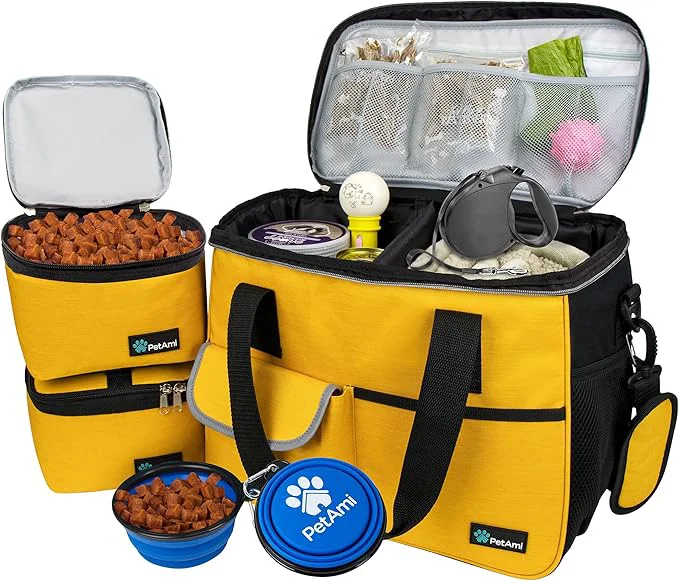 Official PetAmi Dog Travel Bag Travel Pet Bag Organizer Dog Food Travel Bag Certified