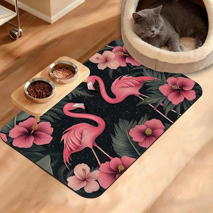 Efficient Pet Feeding Mat Non-Slip Water Bowl Placemat Pet Supplies 16 x 24 User-Friendly