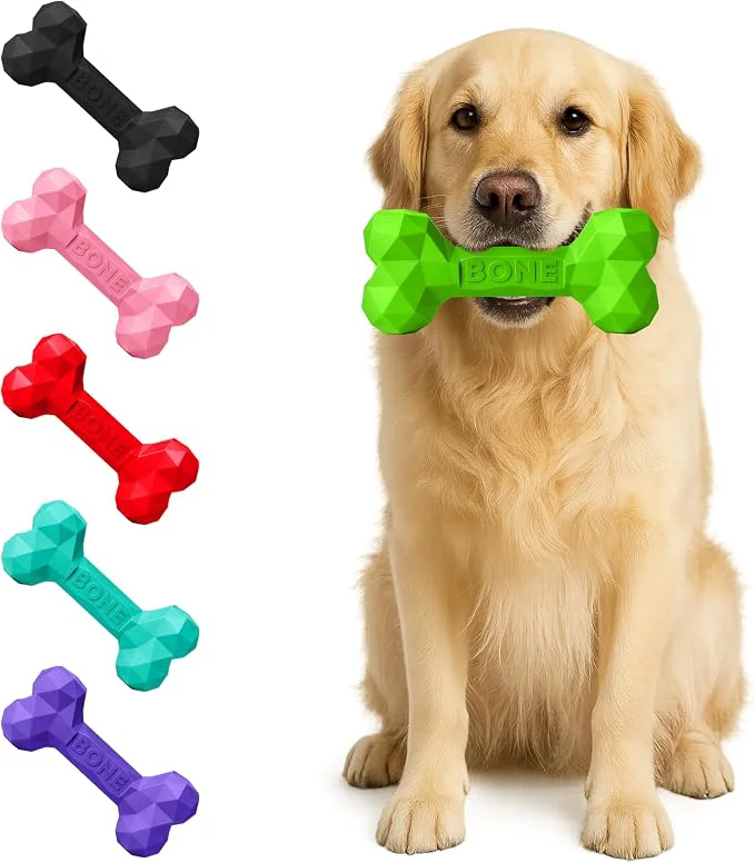 Environmentally Friendly Natural Rubber Dog Chew Bone – Treat-Dispensing Tough Indestructible Chew Lightweight
