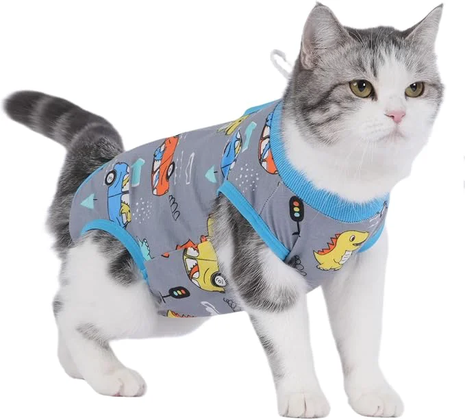 Professional Cat Recovery Suit Cat Onesie for Cats After Surgery Female Male Spay Kitten Solid