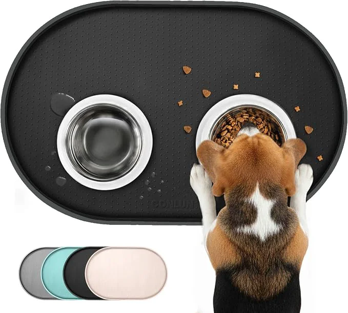 Elite Dog Food Mat Raised Edges Pet Food Mats Minimalist