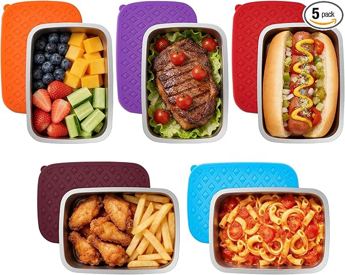 Efficient Airtight Silicone Lids Stainless Steel Food Containers - 5 Pack Extra Heavy Duty Meal Prep Boxes for Lunch zer Dishwasher SafeAbout ThisOverview Certified