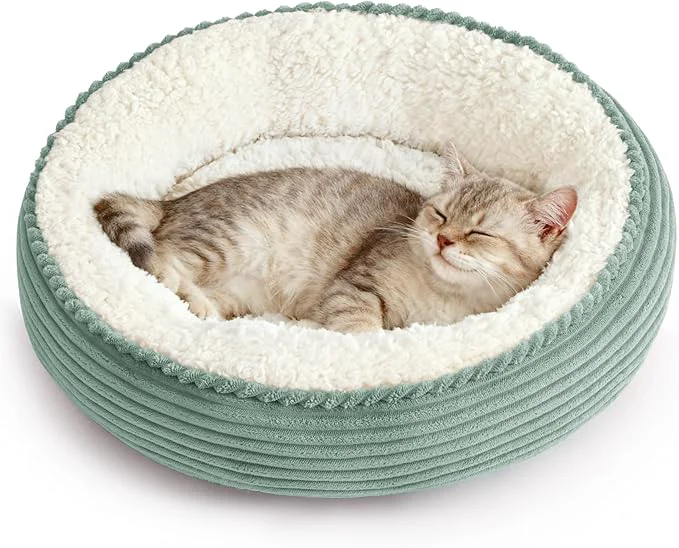 Refined Love's cabin Round Donut Cat and Dog Cushion Bed 20in Pet Bed Excellent