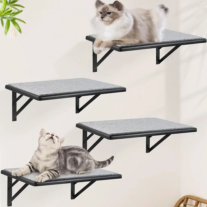 Premium Cat Wall Shelves Set of 4 Purrfect Cat Furniture Set Pure