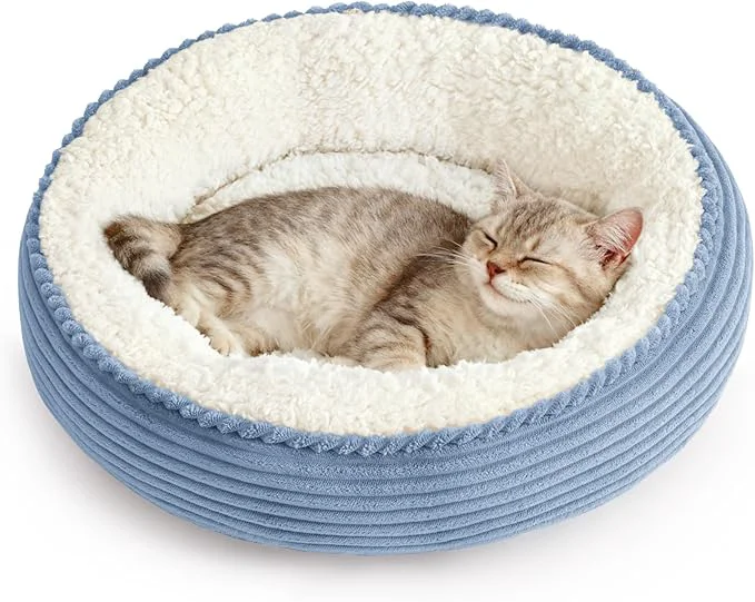 Relaxed Love's cabin Round Donut Cat and Dog Cushion Bed 20in Pet Bed Professional