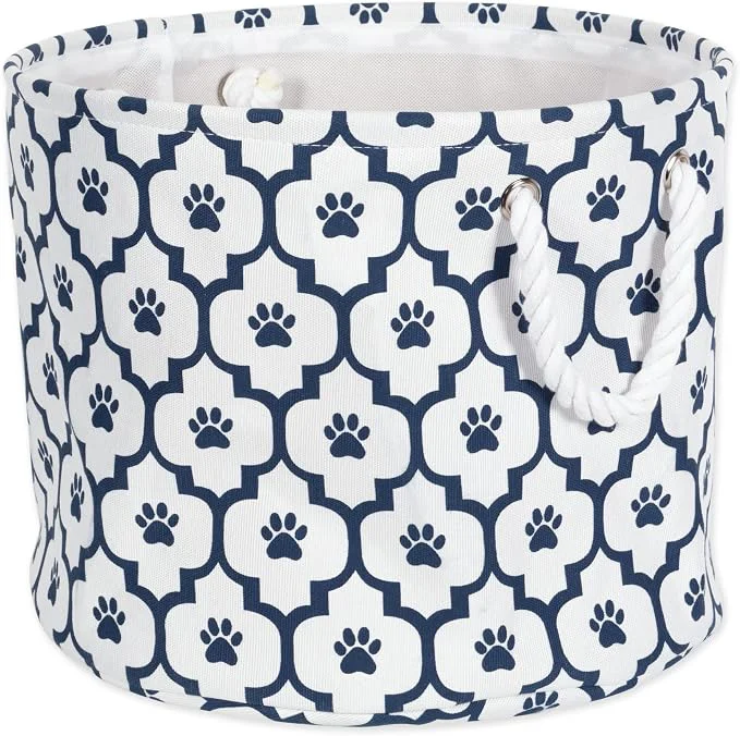 Genuine Bone Dry Pet Storage Collection Lattice Paw Print Small Round Traditional