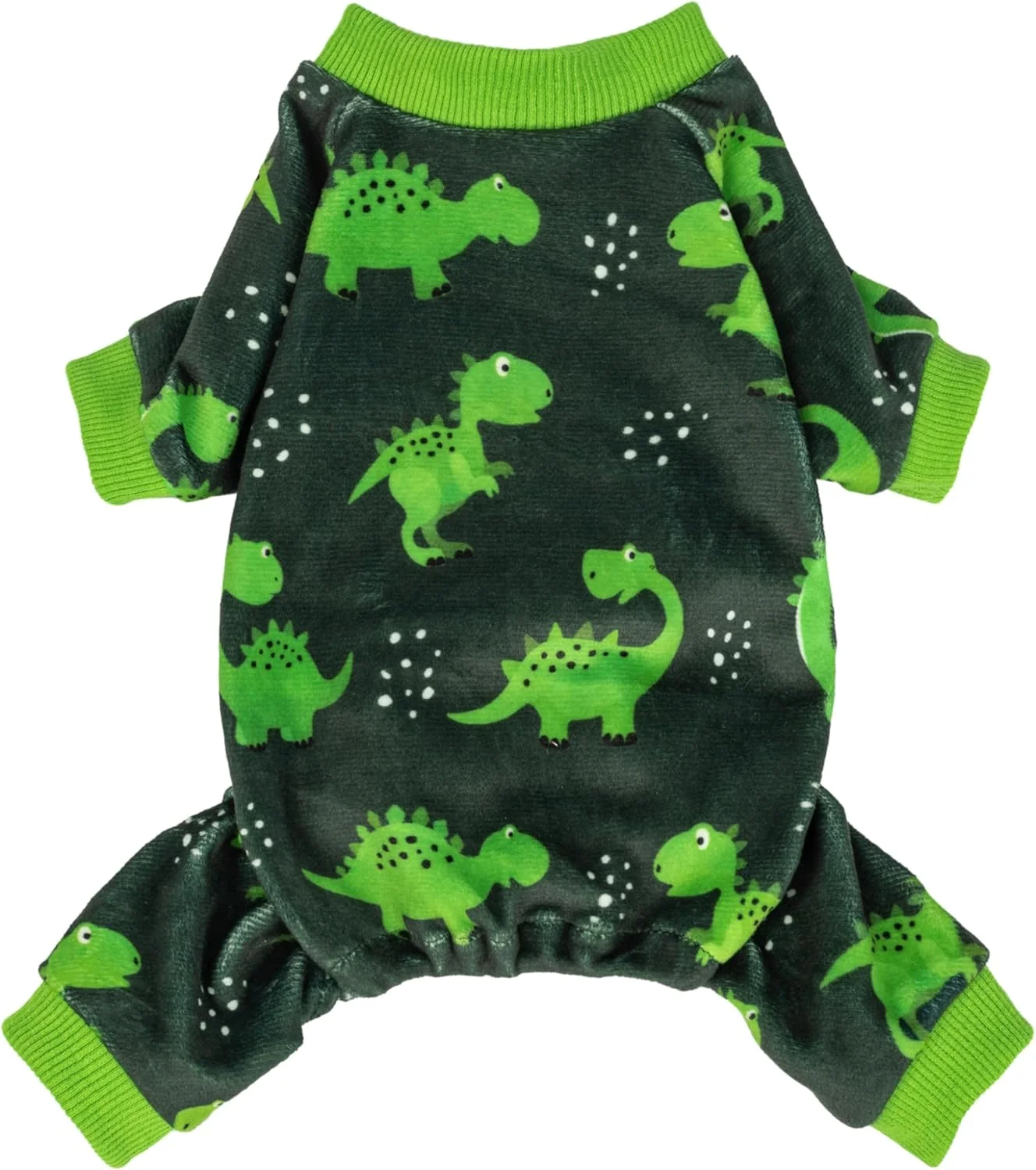 Excellent Fitwarm Dinosaur Dog Fleece Pajamas Warm Clothes for Small Dogs Boy Cozy Pet Onesie with Feet Dark Green Bright Green Medium Easy-to-Use