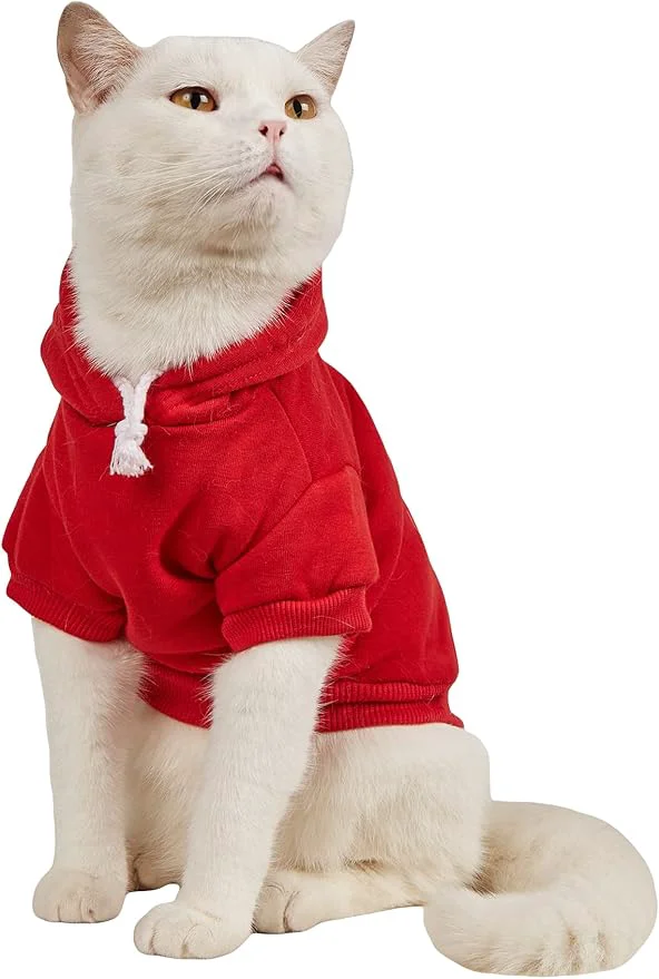 Practical QWINEE Basic Dog Hoodie Sweatshirt Puppy Sweater Warm Cat Costumes Pet Clothes Unique