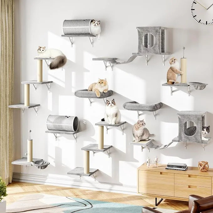 Breathable NUNU LAB 14-in-1 Cat Wall Shelves Set Wall-Mounted Cat Climber Modern