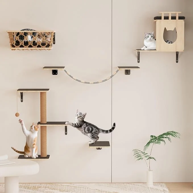 Expertly Made 5-in-1 Cat Wall Shelves Set Durable
