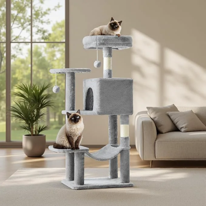Enhanced Sweetcrispy 44 Inch Cat Tree Tower Cat Climbing Tower Environmentally Friendly