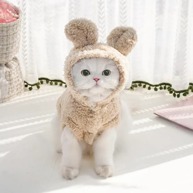 Elegant Selena Cat Bunny Ears Costume Cute Dog Kitten Hoodies Sweater Rabbit Ears Puppy High-End
