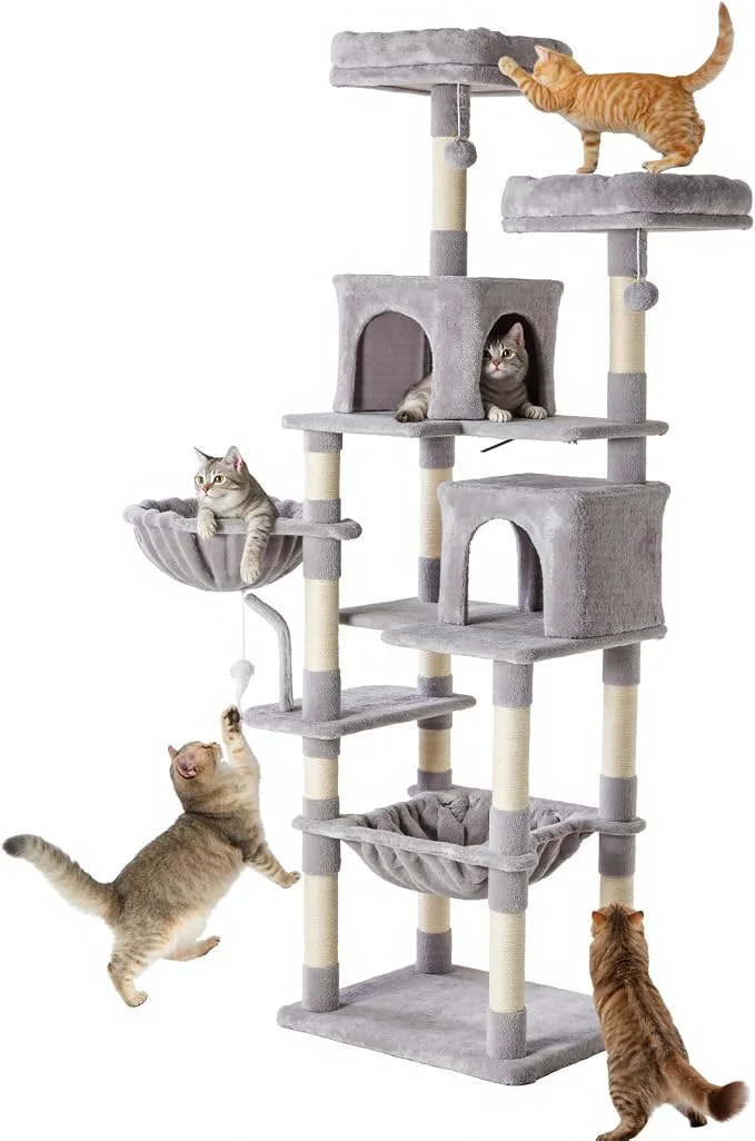 Flexible Sweetcrispy 71 inch Cat Tree Tower Large Multi Level Cat Climbing Tower Soft