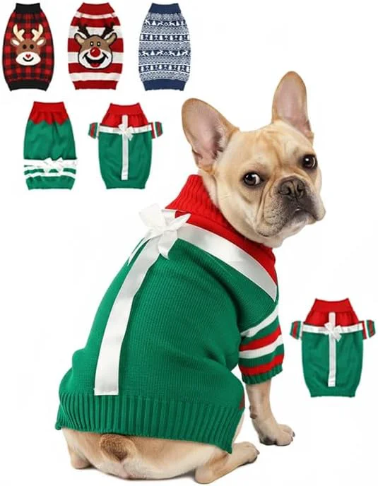 Certified Dog Christmas Sweater Soft Warm Pet Clothes Coat Convenient