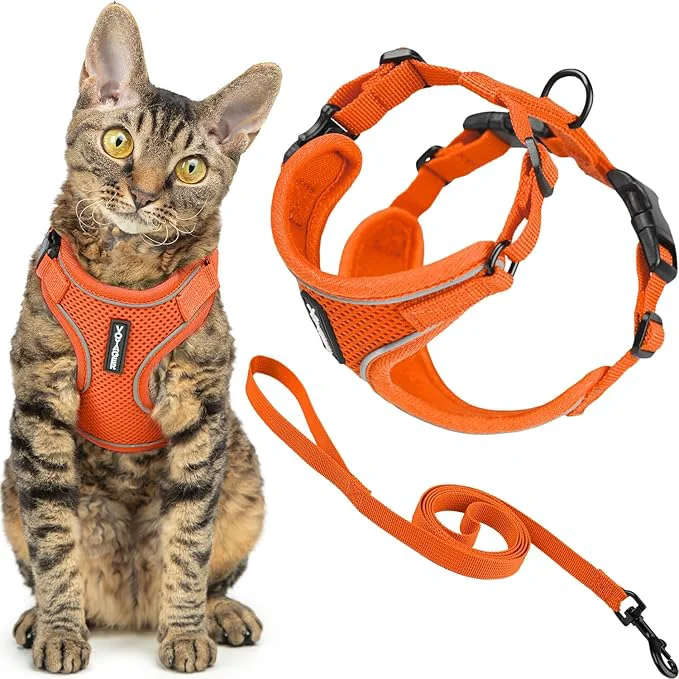Responsible Voyager Escape-Proof Step-in Lock Cat Harness 5ft Neoprene-Handle Leash Set Versatile