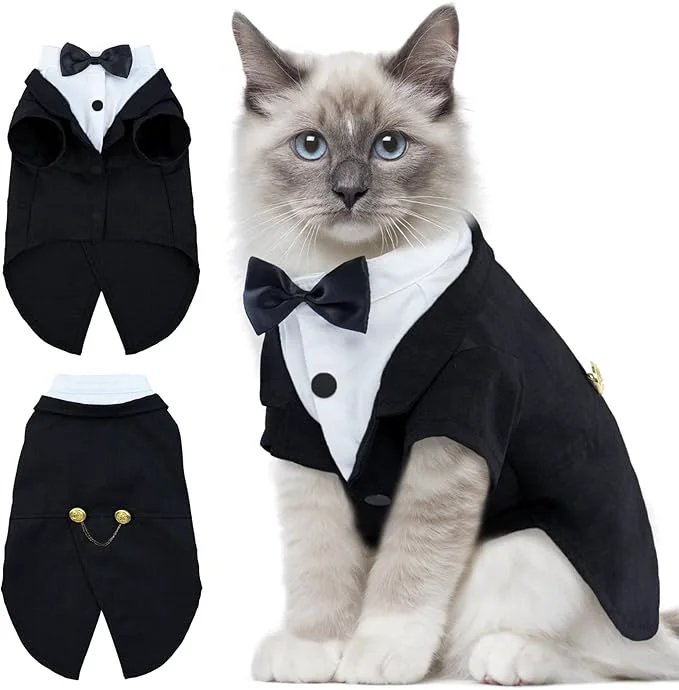 Expertly Made DENTRUN Cat Tuxedo Outfit Sphynx Cat Costume Formal Suit Functional