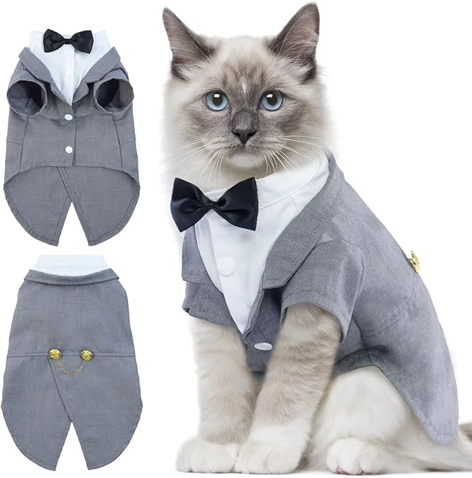 Crafted DENTRUN Cat Tuxedo Outfit Sphynx Cat Costume Formal Suit Secure