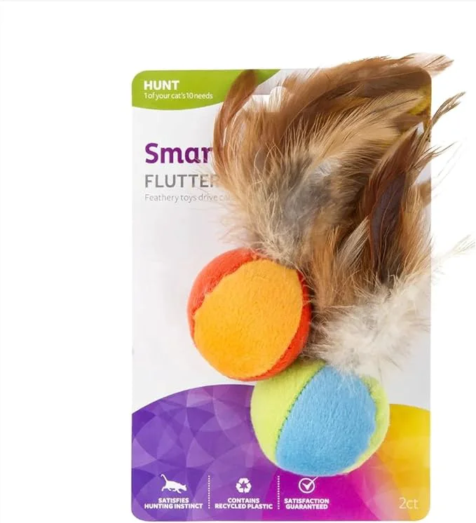 Minimalist SmartyKat Flutter Balls Catnip Plush and Feather Cat Toys Erratic Motion Next-Generation
