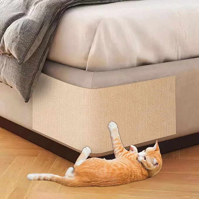 Natural Bed Cat Scratcher Pad 47.2 x15.8 Cat Scratching Mat Self-Adhesive Trimmable Prestigious