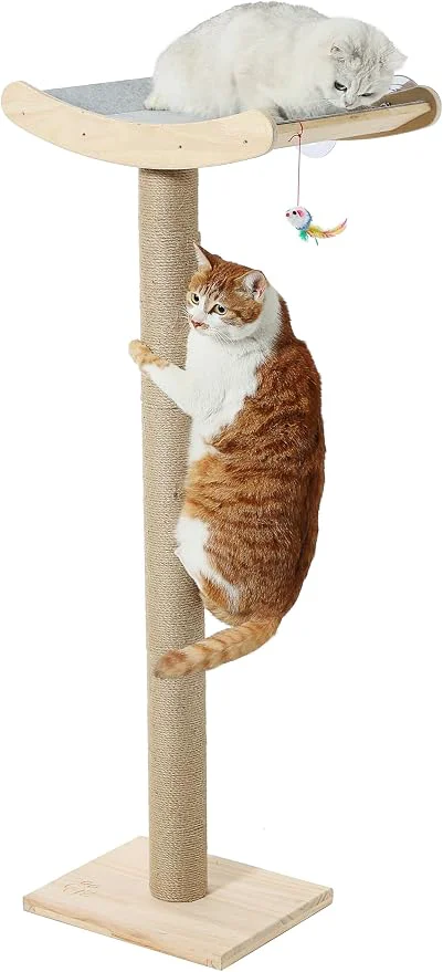 Carefully Designed Window Cat Perch with Scratching Posts Mounted with 3 Strong Suction Cups High-Performance