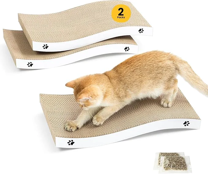 Refined Cat Scratcher Durable Scratch Pad Corrugated Cardboard Scratching Board Exceptional