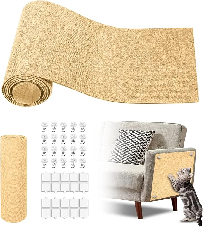 Official Cat Scratch Mat 118.5 x17.4 Trimmable Self-Adhesive Cat Scratch Furniture Premium