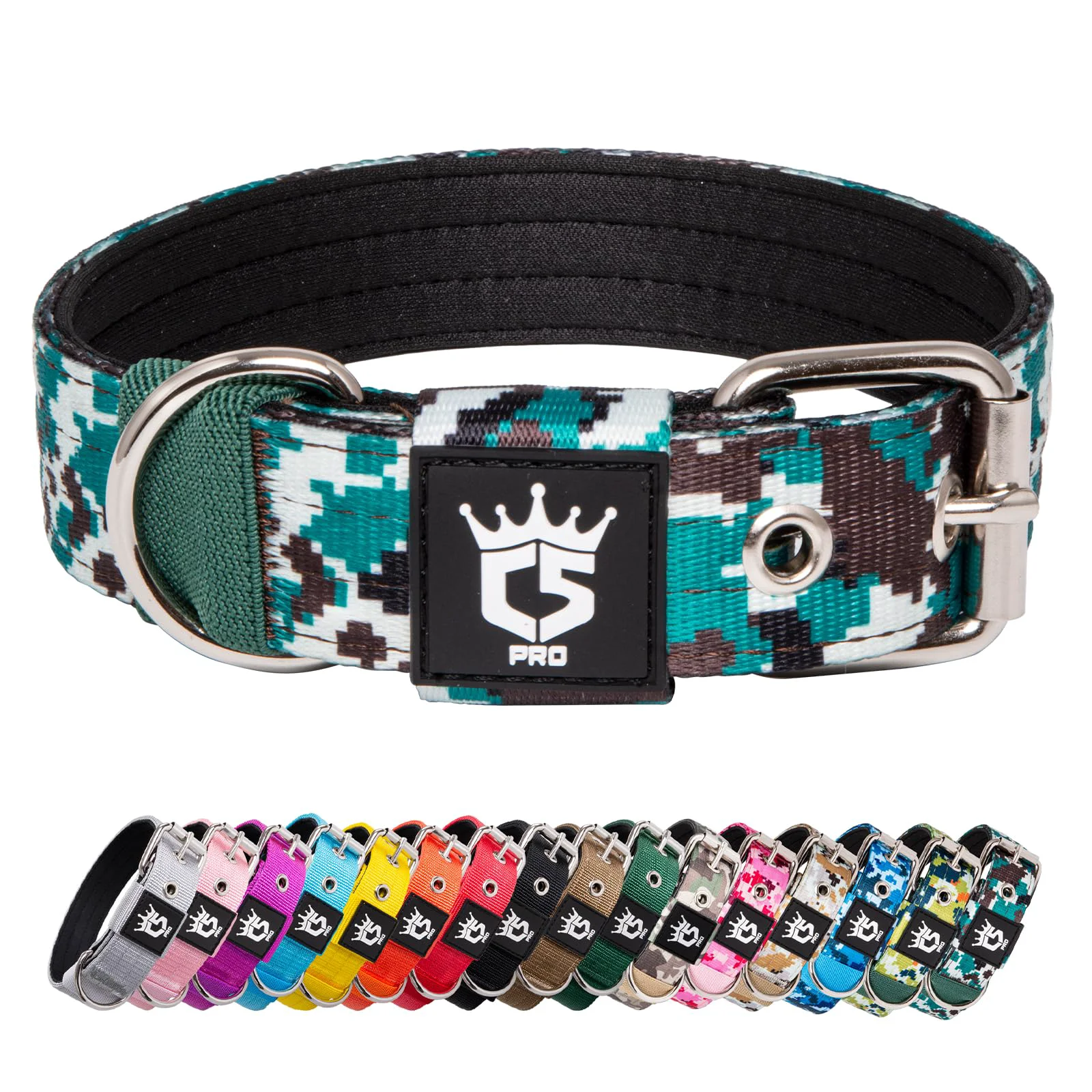 Responsible TSPRO Tactical Dog Collar 1.25-Inch Wide with Heavy-Duty Buckle – Camo Cyan Size S Exceptional