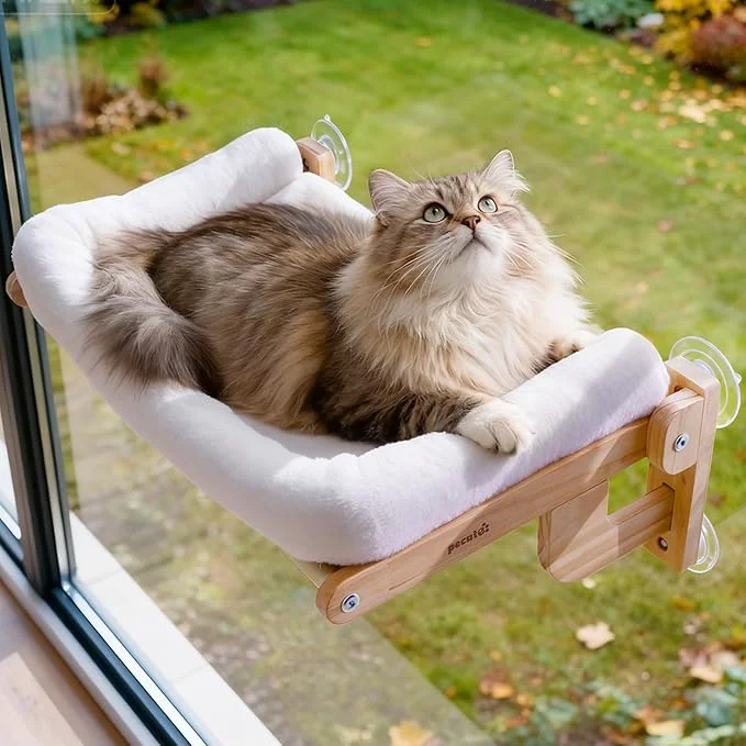 Certified Pecute Foldable Cat Window Perch Cloud-Soft Cat Bed Innovative