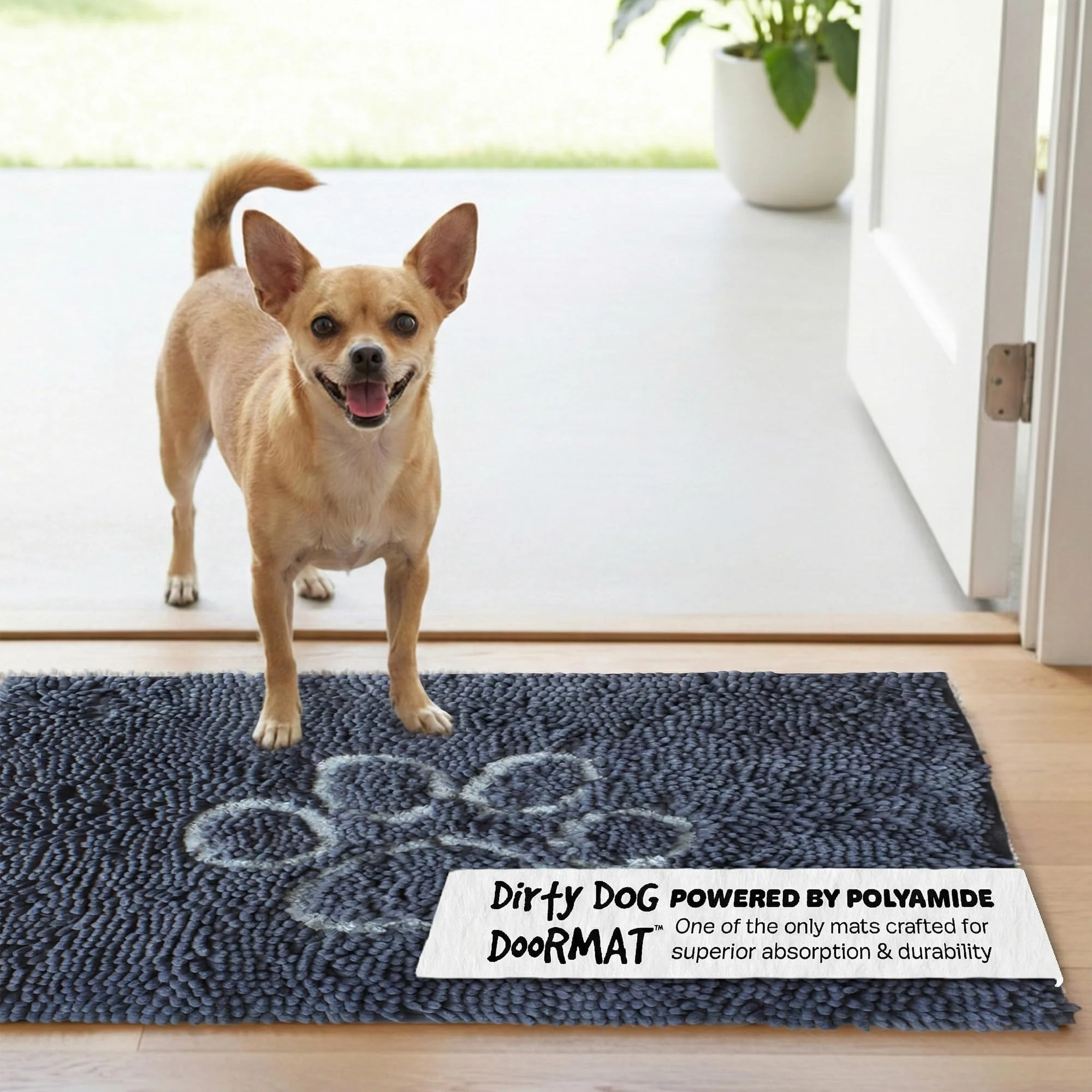 Smooth Dog Gone Smart Dirty Dog Doormat – Ultra-Absorbent Fast-Drying Doormat with Gripper Backing Mist Grey Refined