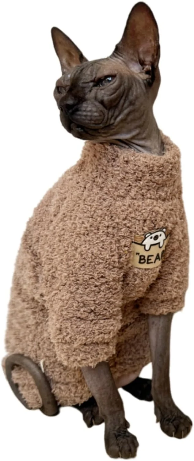 Premium Sphynx Cat Clothes Hairless Cat Super Soft Warm Fleece T Shirt Elastic Winter Comfortable