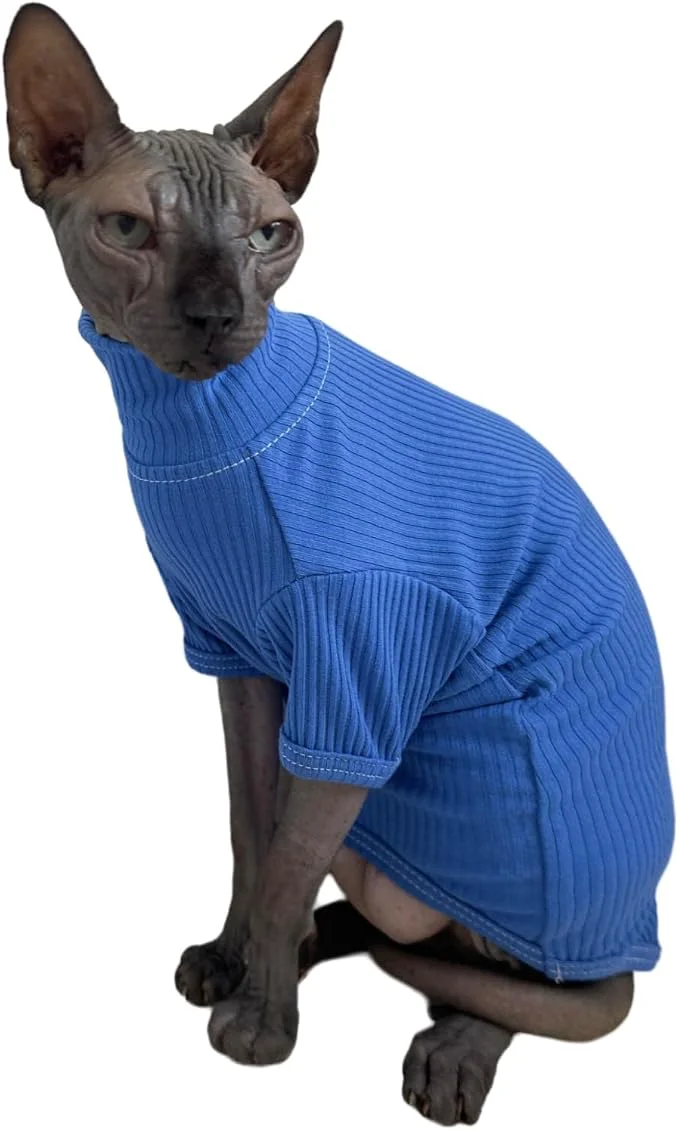 Stylish Sphynx Cats Shirt Cat Turtleneck Cotton Sweater Pullover Kitten T-Shirts Specialty