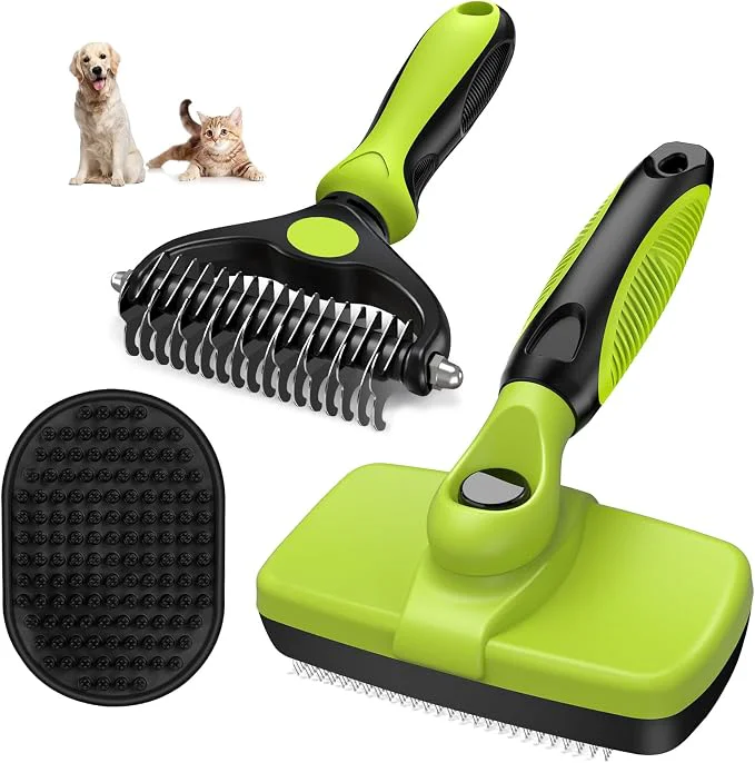 Safe 3PCS Self Cleaning Slicker Brush Pet Grooming Rake Bath Brush Prestigious